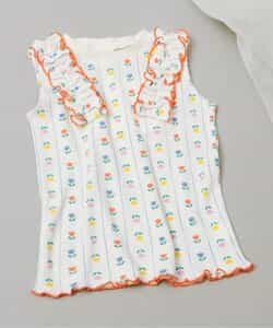 ノースリーブワッフルフリルTシャツ