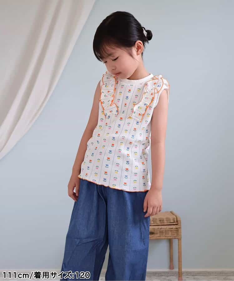 ★タイムセール★ノースリーブワッフルフリルTシャツ_950637