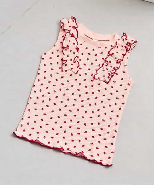 ノースリーブワッフルフリルTシャツ