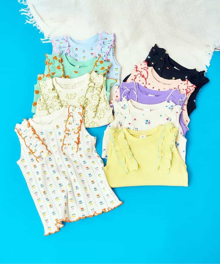 ノースリーブワッフルフリルTシャツ_843839