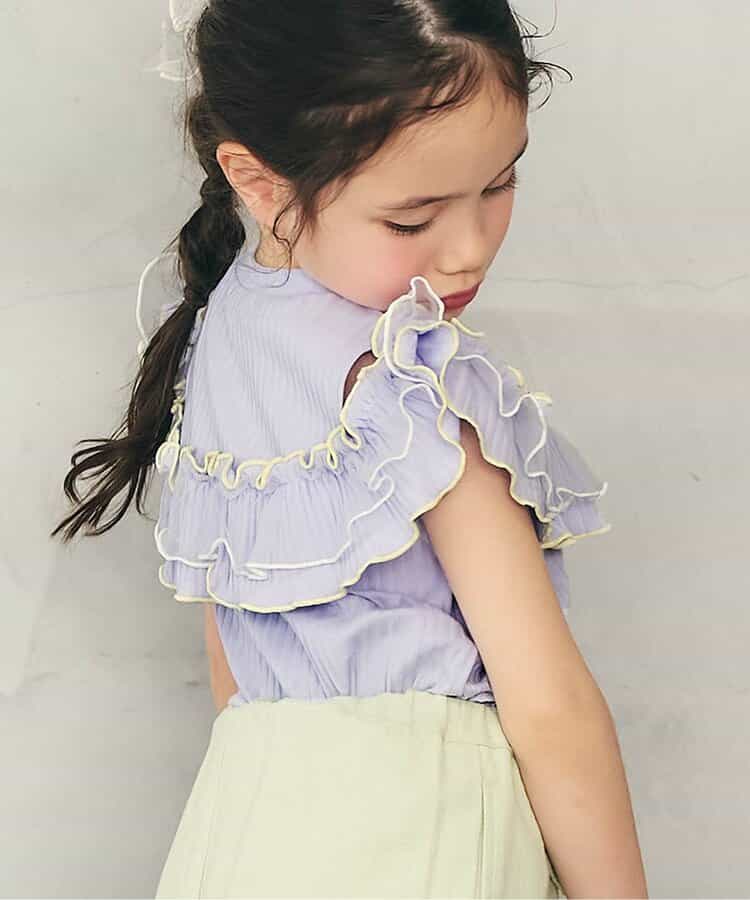 WEB限定  2way肩あきチュール配色トップス