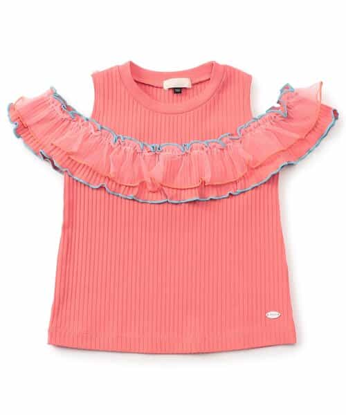 ☆4/23(木)21時～3点10％OFF☆WEB限定  2way肩あきチュール配色トップス