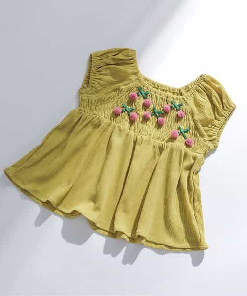 シャーリングさくらんぼモチーフトップス  吸水速乾