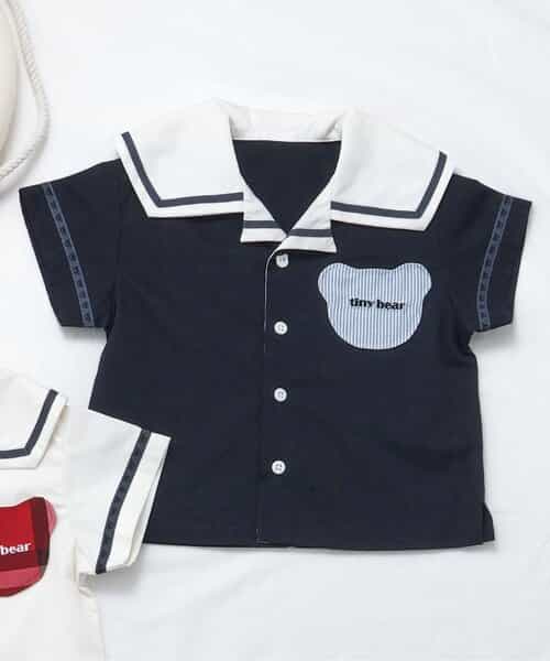 ★SALE★tiny bear セーラー衿半袖シャツ