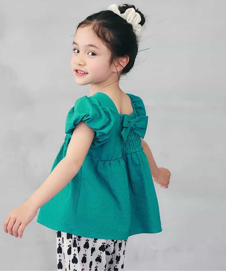 ☆4/28(火)お昼12:59まで3点10％OFF☆パフスリーブ バックリボンブラウス