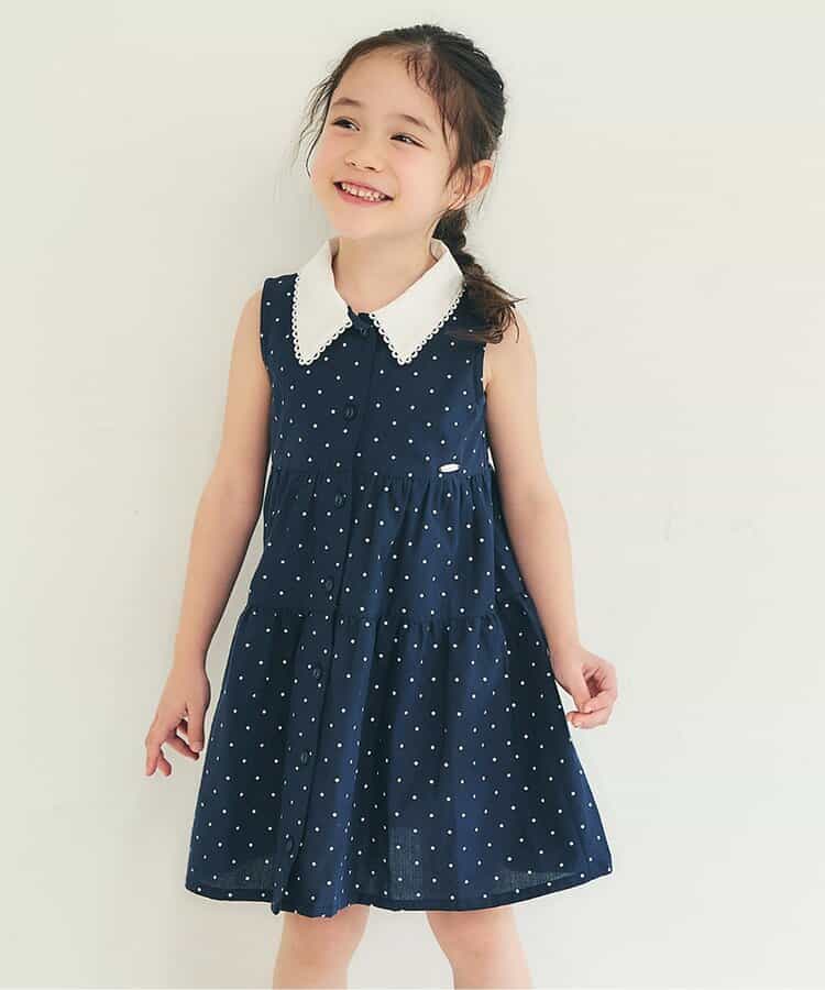 ドット・ストライプティアードシャツワンピース