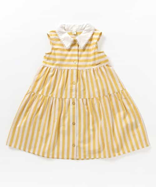 ドット・ストライプティアードシャツワンピース