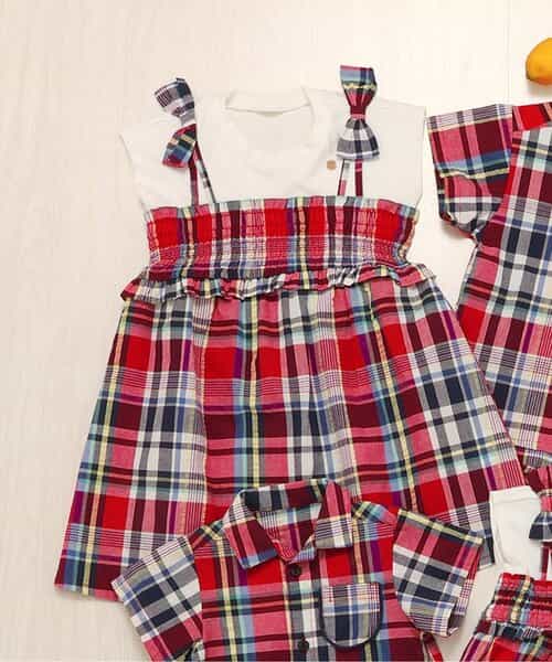 ★SALE★【リンク/ジュニア対応】チェック・サマーフルーツ柄ドッキングワンピース