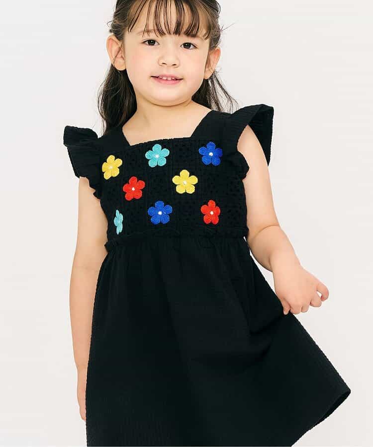 ★SALE★かぎ針風ハート・デイジー刺繍ワンピース