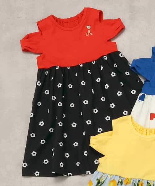 ★SALE★【リンク】3柄オフショルリボンドッキングワンピース_RP