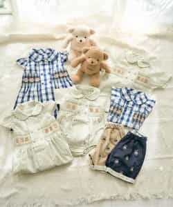 クロスアンドクロス　スモッキング刺繍ワンピース クロスステッチ刺繍ドッキングワンピース | 小柄・低身長女性