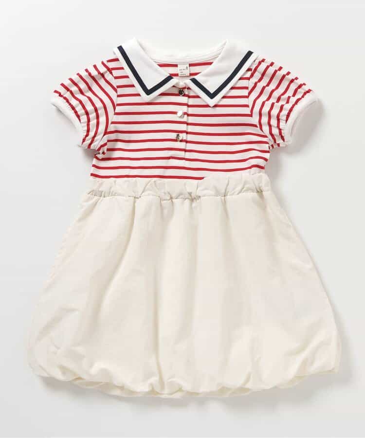 セーラー襟バルーンドッキングワンピース