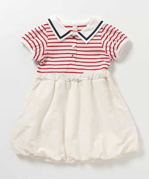 セーラー襟バルーンドッキングワンピース