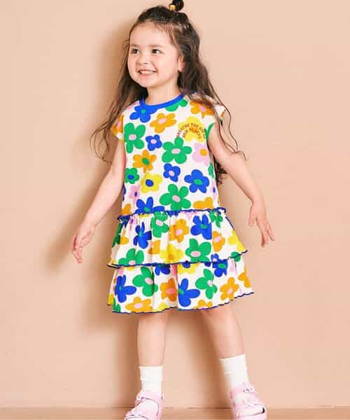 ☆4/28(火)お昼12:59まで3点10％OFF☆アソート総柄フリルワンピース