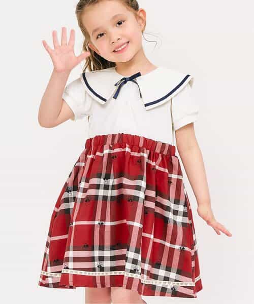 ☆SALE☆tiny bearセーラー衿ドッキングワンピース（V317995