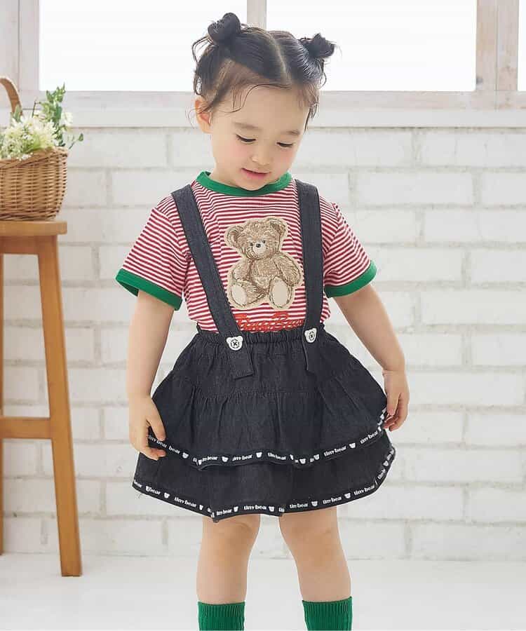 tiny bearサスペンダー付きティアードスカート