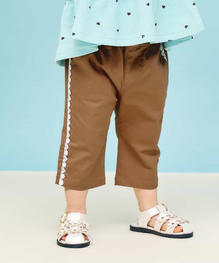 ひんやりサイドレースクロップドパンツ  8分丈 接触冷感