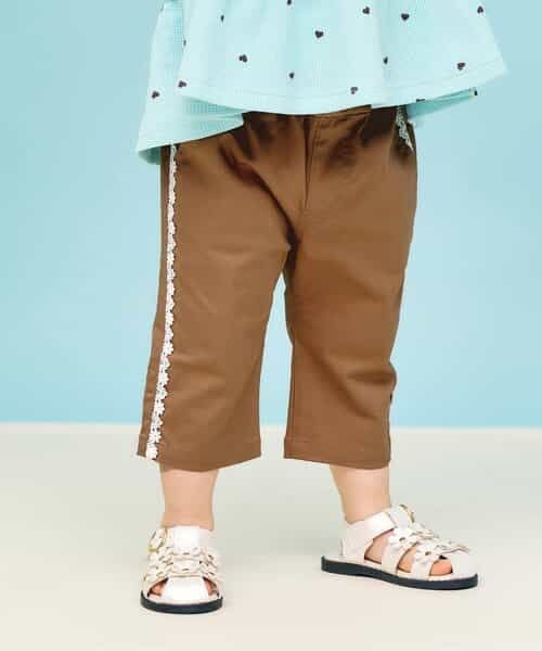 ひんやりサイドレースクロップドパンツ  8分丈 接触冷感