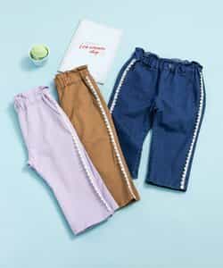 ★SALE★【接触冷感】ひんやりサイドレースクロップドパンツ  8分丈_908123