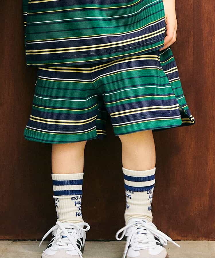 アソート総柄配色ステッチショートパンツ  4分丈