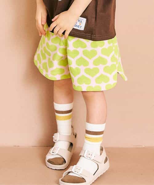 アソート総柄配色ステッチショートパンツ  4分丈
