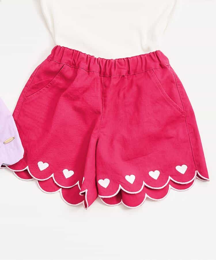 ★SALE★裾スカラップ刺繍ショートパンツ  ショート丈