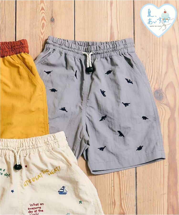 ★SALE★水陸両用バイカラー・刺繍ハーフパンツ  4分丈