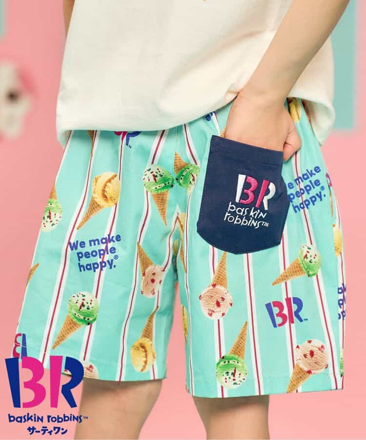 ★SALE★サーティワン デニム・ストライプハーフパンツ  4分丈