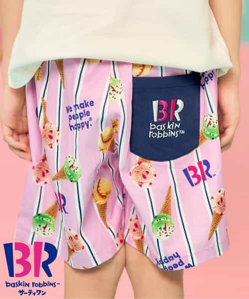 ★SALE★サーティワン デニム・ストライプハーフパンツ  4分丈