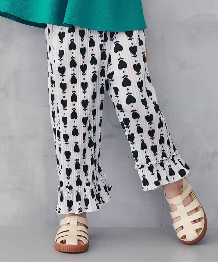 無地総柄プリーツレギンス  9分丈 吸水速乾