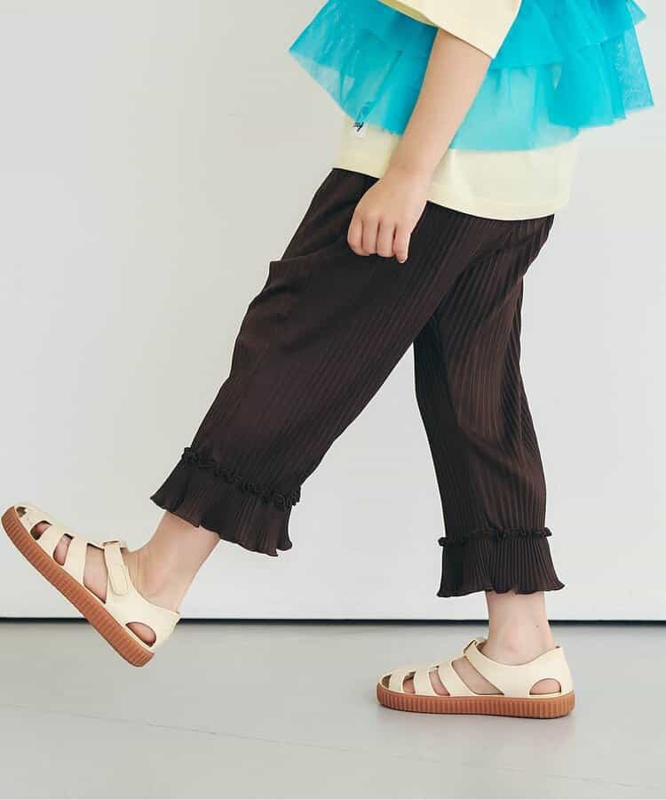 無地総柄プリーツレギンス  9分丈 吸水速乾