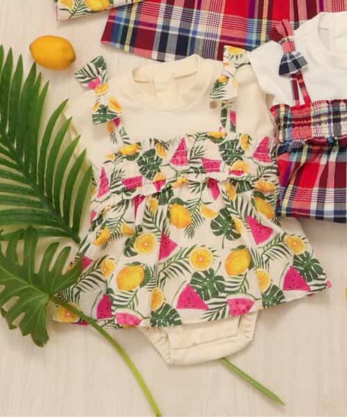 ★SALE★【リンク】チェック・サマーフルーツ柄GIRLSロンパス
