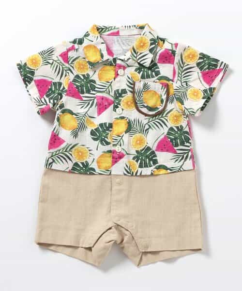 ★SALE★【リンク】チェック・サマーフルーツ柄BOYSロンパス