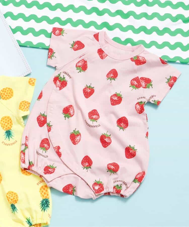 フルーツ柄ひんやりロンパス  接触冷感