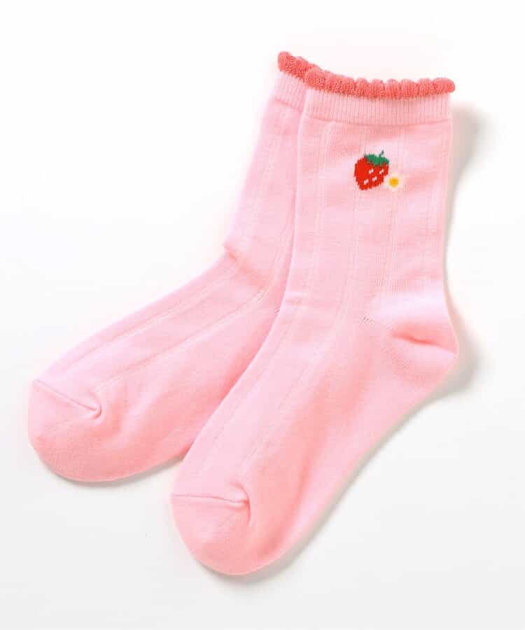 3P対象A フルーツ柄吸水速乾クルーソックス