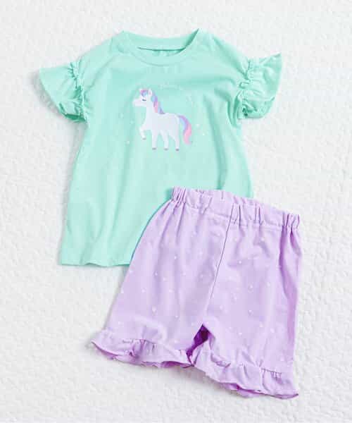 ひんやりバラエティGIRLSパジャマ  4分丈 吸水速乾 接触冷感