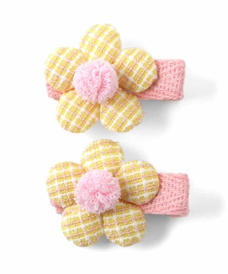 ツイードお花クリップ２個セット