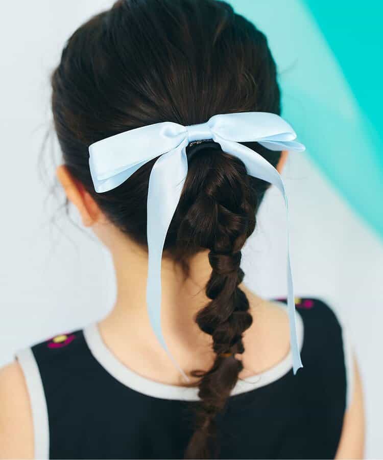 サテンリボンヘアゴム