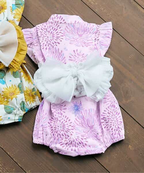 ★SALE★【リンク】アプレのはんなりGIRLSベビー甚平ロンパス