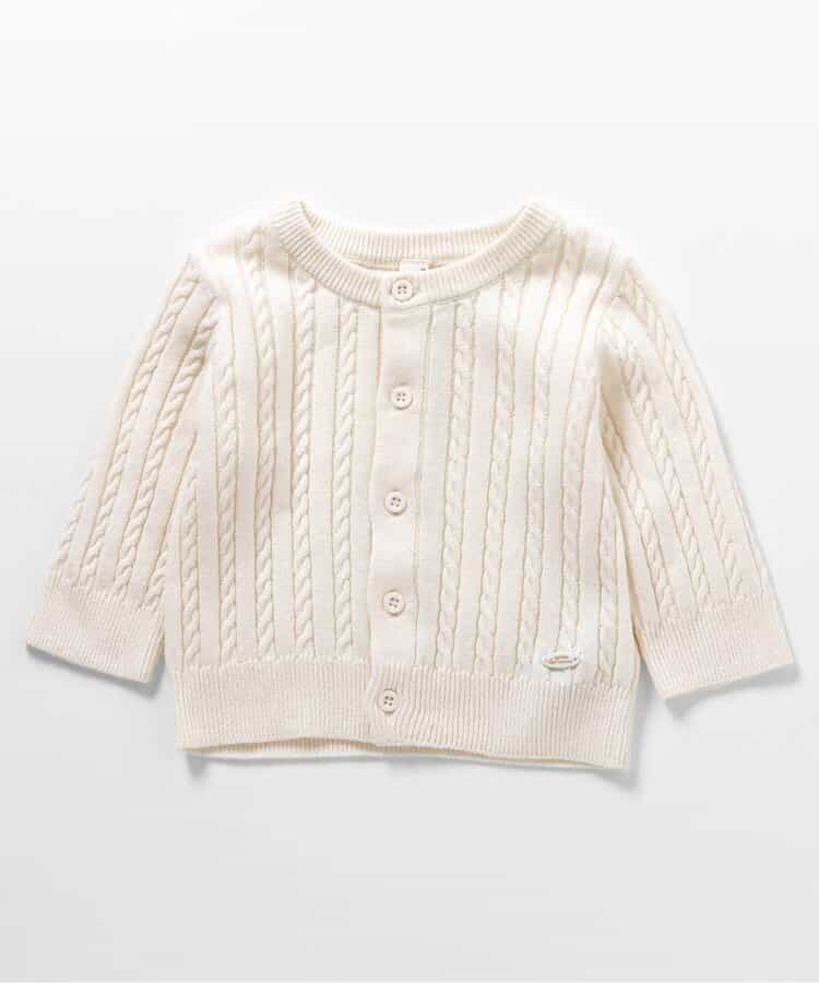 ケーブル柄ベビーカーディガン_マシンウォッシャブル