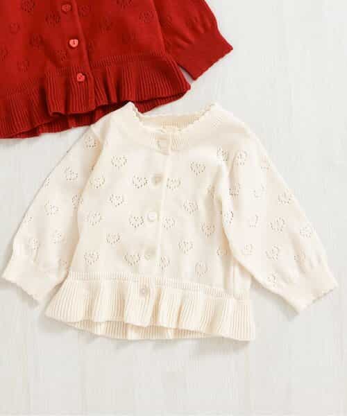 ハート透かし編みベビーカーディガン_マシンウォッシャブル