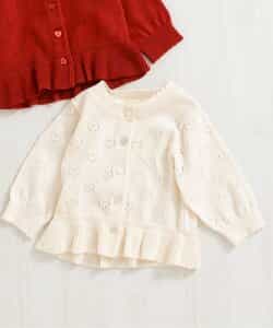 ハート透かし編みベビーカーディガン_マシンウォッシャブル