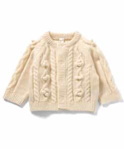 ★SALE★ポンポンニットベビーカーディガン_マシンウォッシャブル