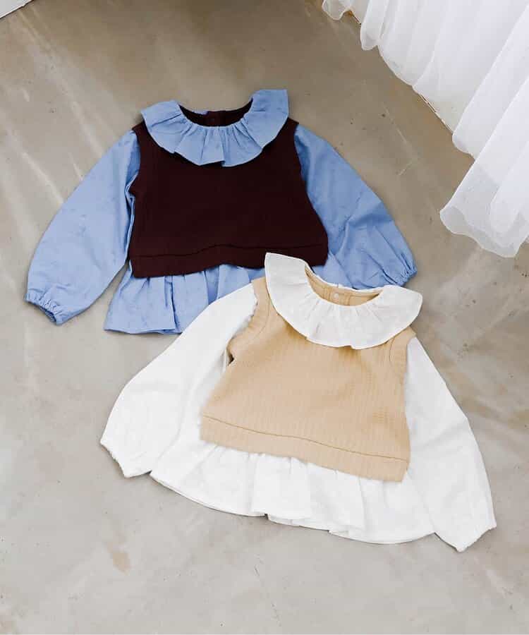 襟フリルベストドッキングトップス_957730