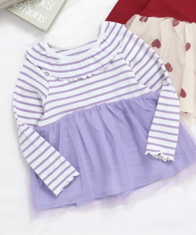 WEB限定 衿フリルチュールドッキングトップス