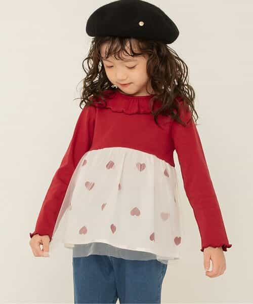 ★SALE★WEB限定 衿フリルチュールドッキングトップス