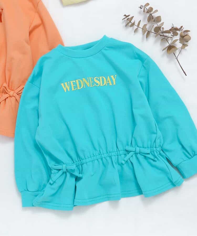 WEB限定 スウェットライクペプラムロゴトップス