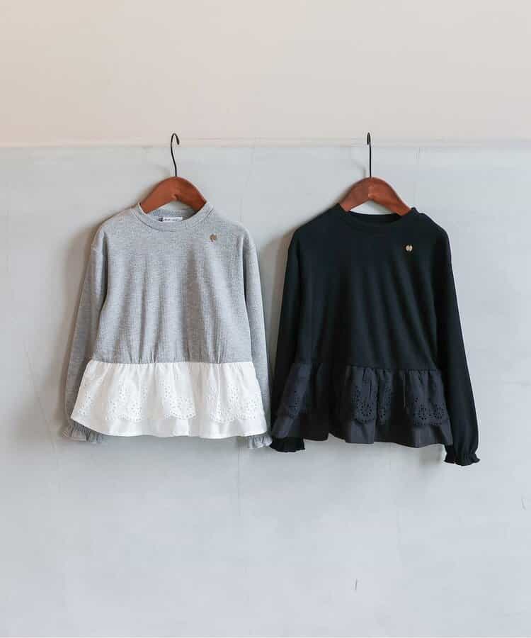 レースフリル切り替えリブTシャツ_940080