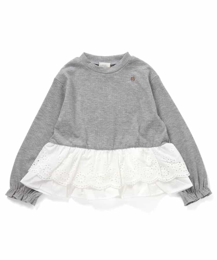 レースフリル切り替えリブTシャツ_940081