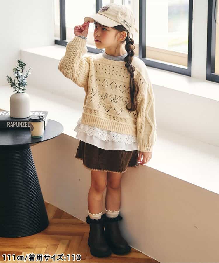 レースフリル切り替えリブTシャツ_940088